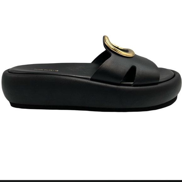 Markis Black Sandal with Gold Accent size 6 - Picture 2 of 3